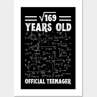 Square Root Of 169,13 Years Old, Official Teenager, Math lover Birthday gift Posters and Art